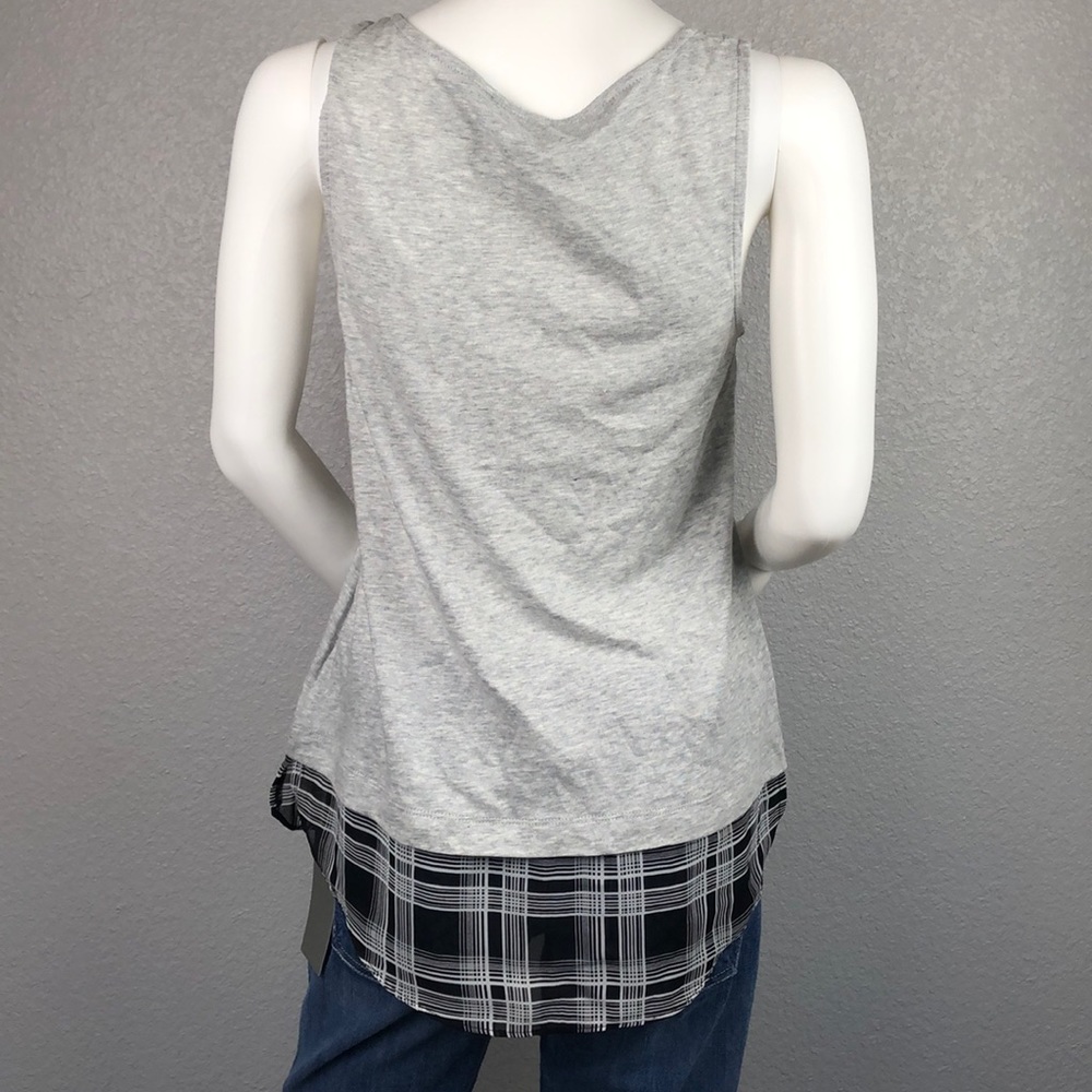 INC Gray With Plaid Tank Top Small & Large - Picture 3 of 3